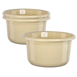 Kuber Industries Beige 3 Pieces Light Weight Bath Tubs-66