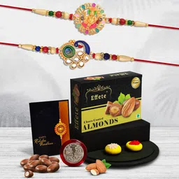 DeoDap Unisex 4 Pieces Beaded Rakhi Gift Set-image-96