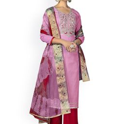 HERE&NOW Embellished Unstitched Dress Material-picture-46