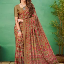 Anouk Rustic Floral Poly Crepe Bagru Saree-21
