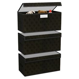 Aura Black & Gold Toned 3 Piece Printed Storage Box With Lid-47