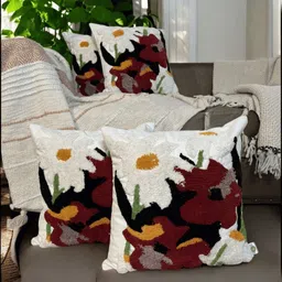 LUSHLYF White & Maroon Quirky Square Cushion Covers-image-78