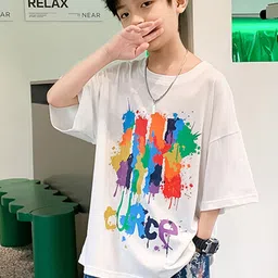 LULU & SKY Boys Printed V-Neck Pure Cotton Applique T-shirt-picture-45