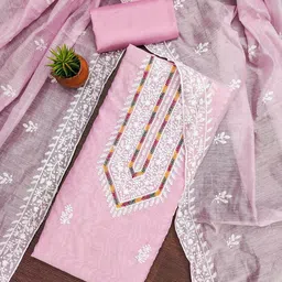 Lilots Floral Embroidered Zari Unstitched Dress Material-image-66