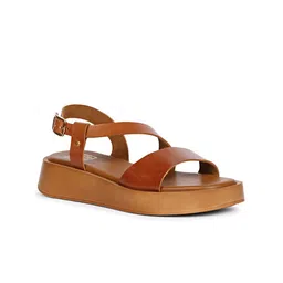 Viviblu Women Leather Open Toe Flatform Heel Sandals-4