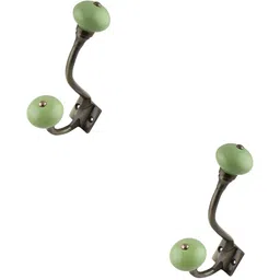 IndianShelf Lime Green 2 Pieces Ceramic Wall Hooks-image-89