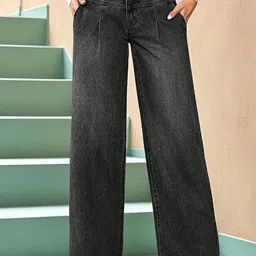 Glossia Women Comfort Straight Fit Mid-Rise Light Fade Acid Wash Stretchable Jeans-picture-31