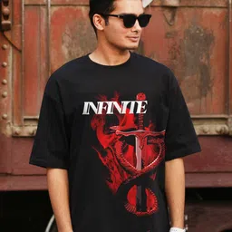 Bloopers Store Men Graphic Printed Round Neck Cotton Oversized T-shirt-image-85