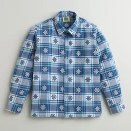 ZIP ZAP ZOOP Boys Spread Collar Tartan Checked Cotton Casual Shirt-26