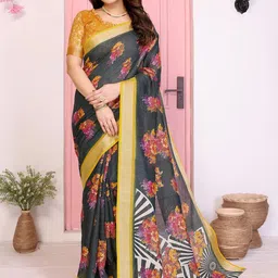 Moda Rapido Floral Cotton Blend Saree-picture-26