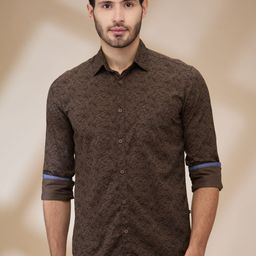 Parx Men Spread Collar Abstract Printed Cotton Slim Fit Casual Shirt-image-82