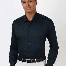 Peter England Men Spread Collar Micro Ditsy Printed Cotton Slim Fit Formal Shirt-picture-8