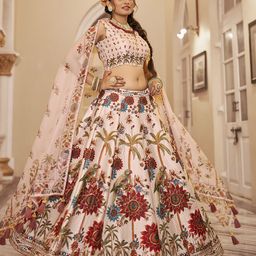 Fusionic Embellished Zardozi Semi-Stitched Lehenga & Unstitched Blouse With Dupatta image 4
