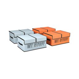 Aura Orange Colored 4 Pieces Printed Double Lid Large 2 Compartments Drawer Organisers-18
