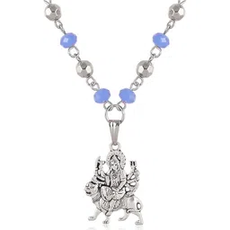 CZARDONIC Silver-Plated Sherawali Mata Pendant with Chain-28