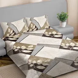 FABINALIV Beige & Black Geometric Printed Wool 300 TC King Bedsheet 2.50 m X 2.25 m-picture-27