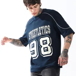 Hubberholme Men Typography Printed Round Neck Cotton Oversized T-shirt-image-30