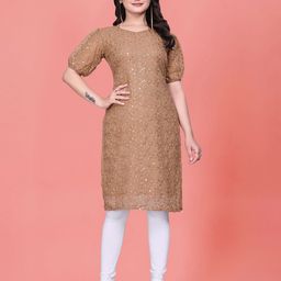 PARROT CREATION Ethnic Motifs Embroidered Sequin Work Straight Kurta-picture-10
