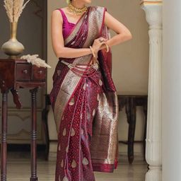 VILLE FASHION Woven Design Zari Art Silk Designer Kanjeevaram Saree-image-70