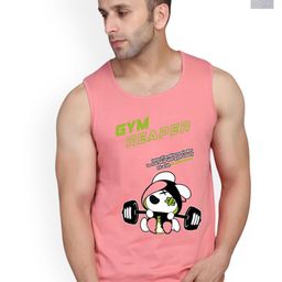 SLOWLORIS Pack Of 2 Graphic Printed Round Neck Sleeveless Cotton Gym Vests-picture-12