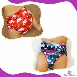 Bembika Reusable Cloth Diapers Multi Print Pack of 2 - Blue Red image 4