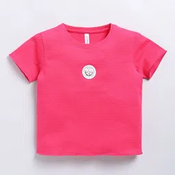 giniekids Girl Round Neck Solid Short Sleeve Print Cotton Top-picture-25
