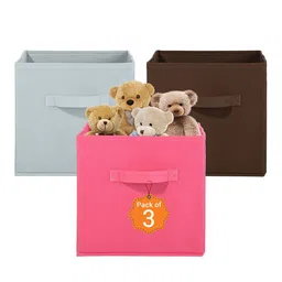 Kuber Industries Pink & Grey 3 Pieces Durable Multi-Utility Organisers-5