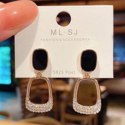 Celestria Gold-Plated Geometric Shaped Artificial Stones Studded Drop Earrings image 3