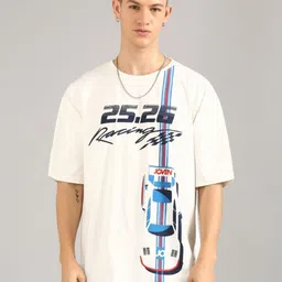 Joven Men Typography Printed Round Neck Cotton Oversized T-shirt-image-27