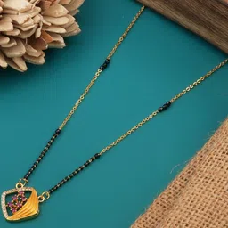TKRB SALES Gold Plated Artificial Stones Studded And Beaded Mangalsutra-picture-20