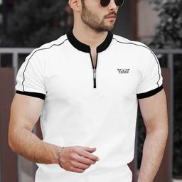 TRIPR Short Sleeves Mandarin Collar T-shirt-image-66