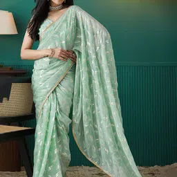 RACHNA Floral Printed Organza Ready to Wear Saree-picture-27