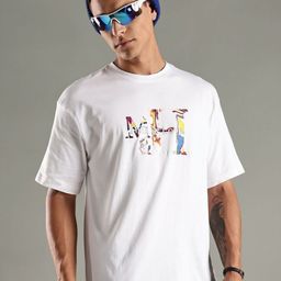 Mast & Harbour Graphic Printed Round Neck Pure Cotton Relaxed Fit T-shirt-picture-4