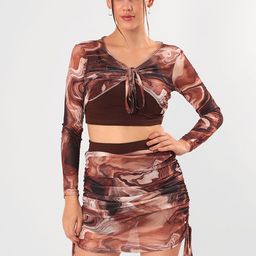 clobug Printed V-Neck Top With Skirt-picture-46