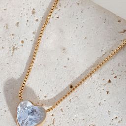 Estailo fashion Women Gold-Plated Cubic Zirconia Studded Heart Shaped Pendant With Chain-image-74