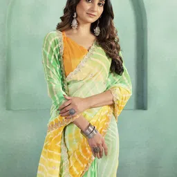 Mitera Leheriya Printed Pure Georgette Saree with Embroidered Sequinned Border-picture-17