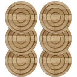 HOKIPO Brown 6 Pieces Textured Wooden Extra-Thick Coasters-image-21