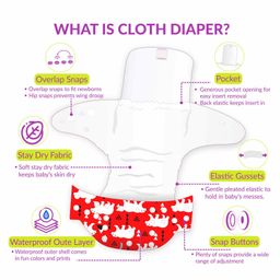 Bembika Reusable Cloth Diapers Multi Print Pack of 2 - Blue Red image 5