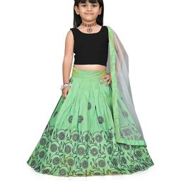 Shoryam Fashion Girls Green Raw Silk Lehenga Choli-picture-35