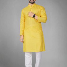 DVILLA Men Cotton Solid Straight Kurta-image-62