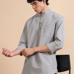 RIGS AND RAGS Men Solid Cotton Short Kurta-picture-11