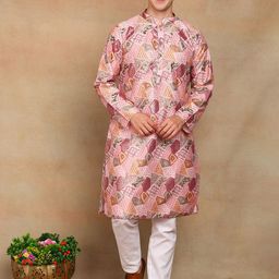 House of Pataudi Men Printed Mandarin Collar Sequined Straight Kurta-picture-15