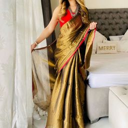 Anouk Tissue Handloom Kasavu Saree-picture-1