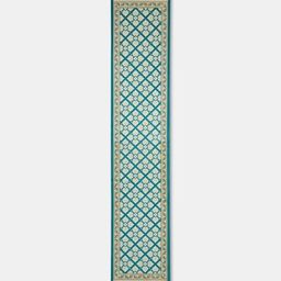 Fabindia Teal-Blue & Off White Printed Cotton Ambara Table Runner-picture-21