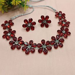 AL ADAM FASHION Sliver-Plated Stone-Studded Jewellery Set-image-91