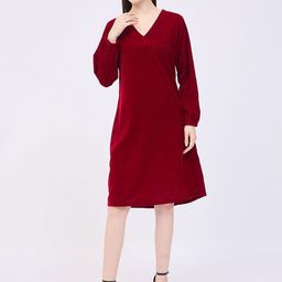 Ruhaans Velvet A-Line Dress-image-72