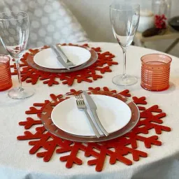 Set of 2 pcs Christmas Placemats, Set of Round Placemats, Fir Branches Fiber Cut-outs-image-27
