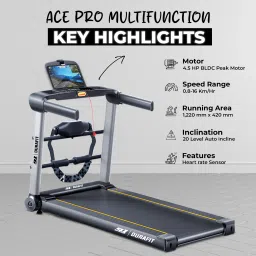 durafit Ace Pro Multifunction 4.5HP Peak BLDC | 16km Speed | 20-Auto Incline | Home Use Treadmill image 3