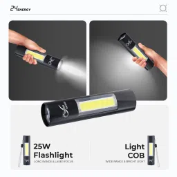 24 energy Zoomable LED Metal| SOS Function, 25W Laser COB Torch image 4