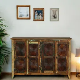 bohemiana from pepperfry Norfolk Recycled Wood 4 Door Sidebaord In Distress Finish-picture-18